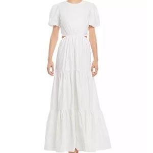 Wayf White Cutout Tiered Maxi Dress
